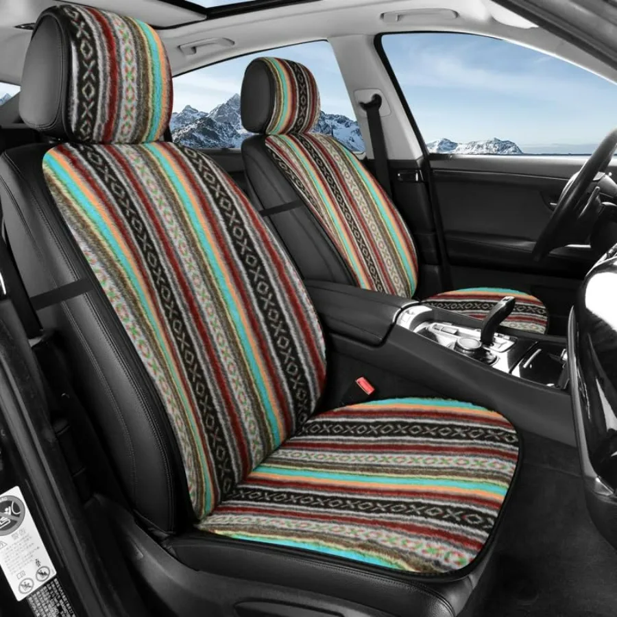 

Boho Baja Fluffy Plush Cute Front Car Seat Cushion Warm Fuzzy Short Hair Faux Rabbit Hippie Fur Winter Seat Cover for Trucks Je