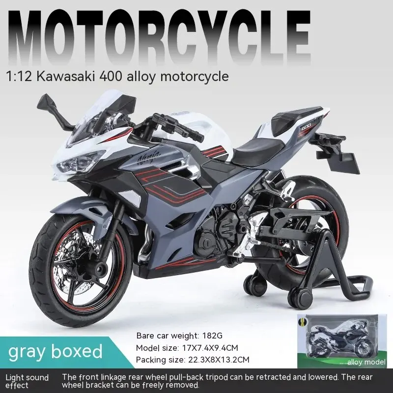1/12 KAWASAKI Ninja 400 jouet moto Miniature en métal moulé sous pression modèle 1:12 Super Sport son et lumière Collection cadeau pour garçon enfant  26