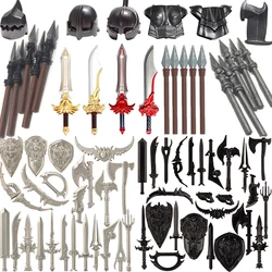 MOC Military Building Blocks Medieval Solider Knight Figures Gifts Cold Weapons Lance Sword Axe Bow Helmet Armor Shield MOC Toy