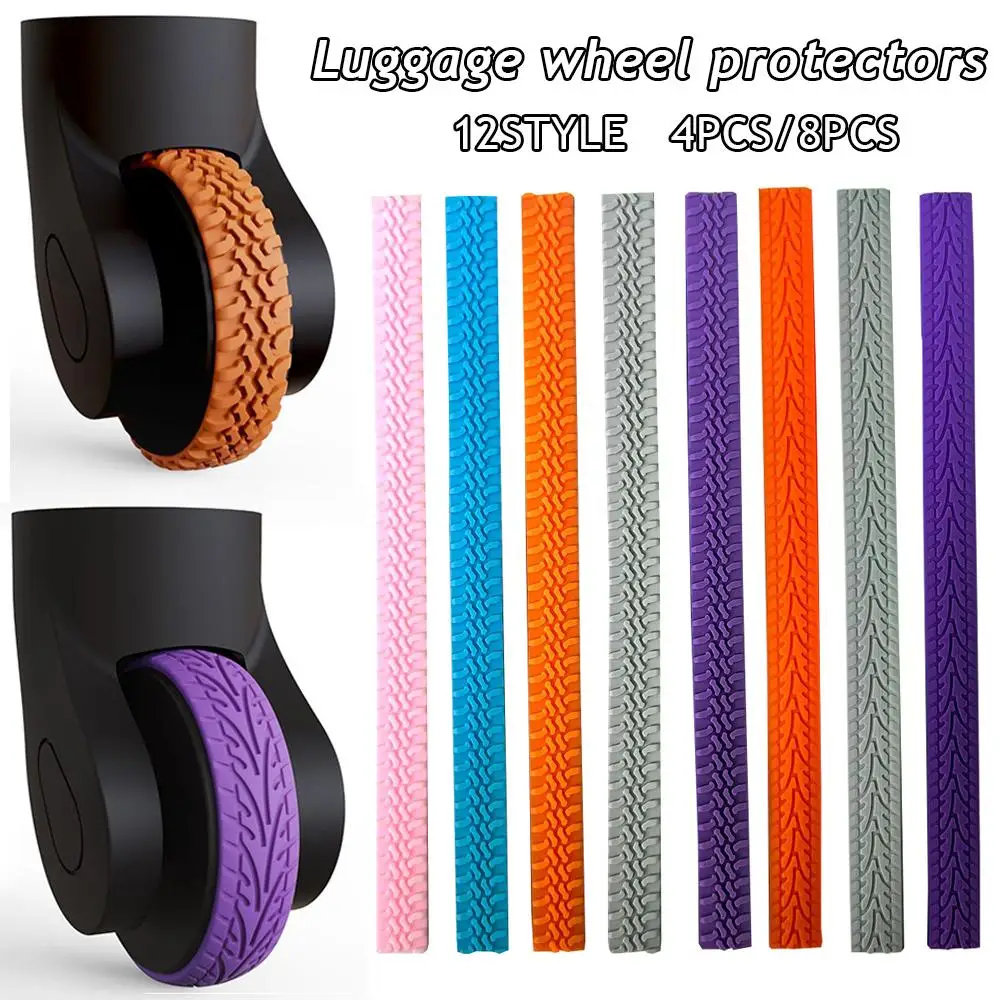 Non-Slip Protetor de Rodas de Bagagem, Silicone Caster Shoes, Reduzir o Ruído, Capa Acessórios, Mala, 8 Pcs, 4Pcs
