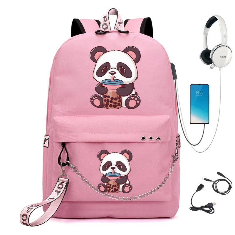 

Girls Backpack Kawaii Panda Boba Tea Anime Cartoon School Bags for Student Teens Girls Women Laptop Backpack Travel Bagpacks