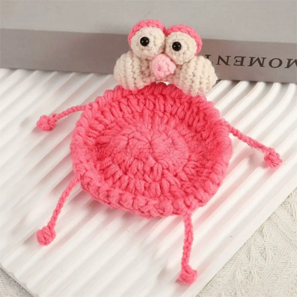 Handmade Crochet Craft Crochet Animal Coaster Non-slip Base Soft Knitted Knitted Drink Coaster Animal Shape Design