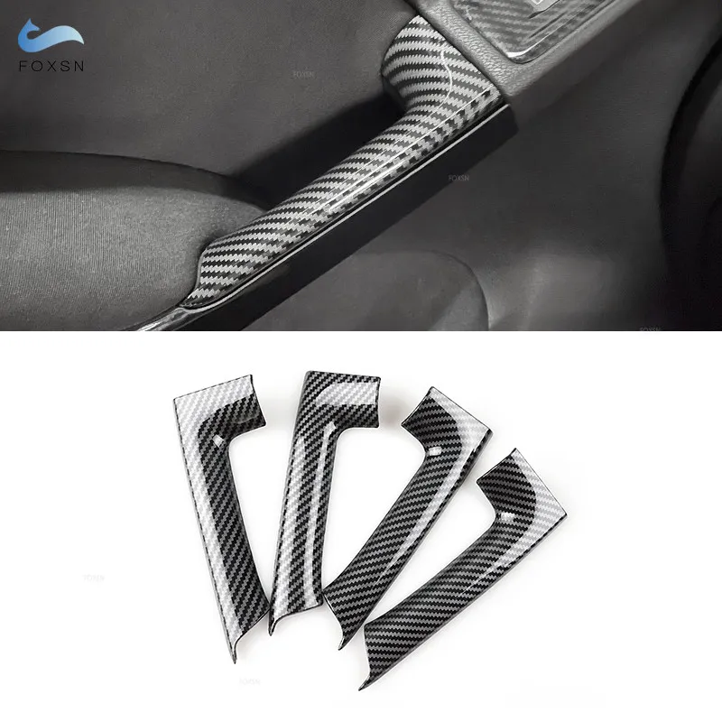 For VW Golf 6 MK6 2010 2011 2012 2013 ABS Carbon Fiber Texture 4pcs Interior Door Armrest Handle Cover Protective Trim