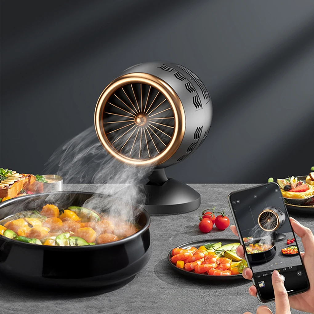 Desktop Range Hood Kitchen Exhaust Fan Height Angle Adjustment Portable Mini Cooker Hood for BBQ Hot Pot