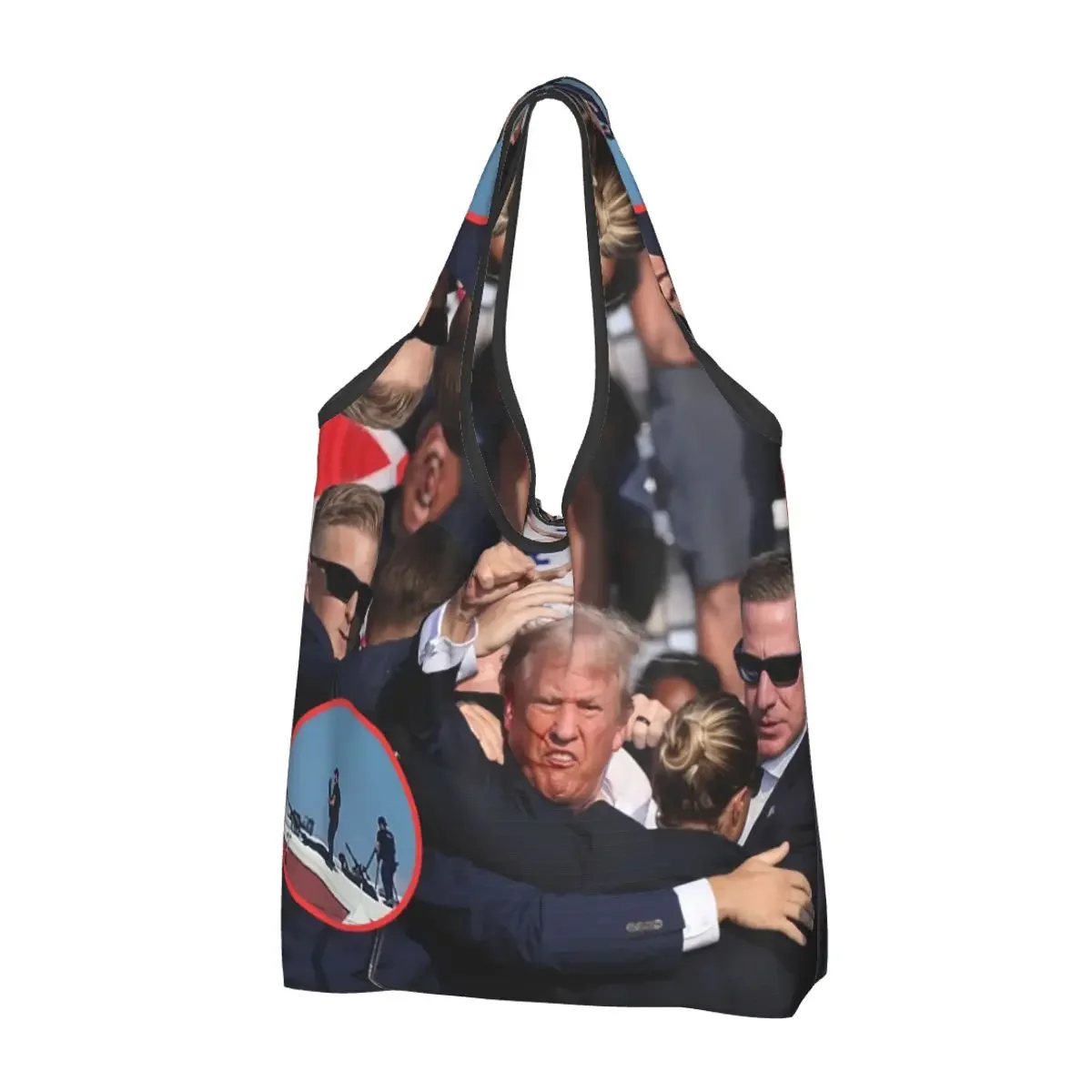 แฟชั่นการพิมพ์ที่กําหนดเอง Trump Assassins Shopping Tote กระเป๋าแบบพกพาไหล่กระเป๋าถือนักช้อป