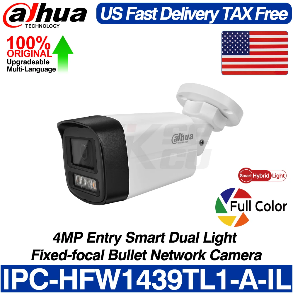 

Dahua Original IPC-HFW1439TL1-A-IL 4MP Entry Smart Dual Light Fixed Bullet Network Camera Full Color Human Detect POE IP67 CCTV