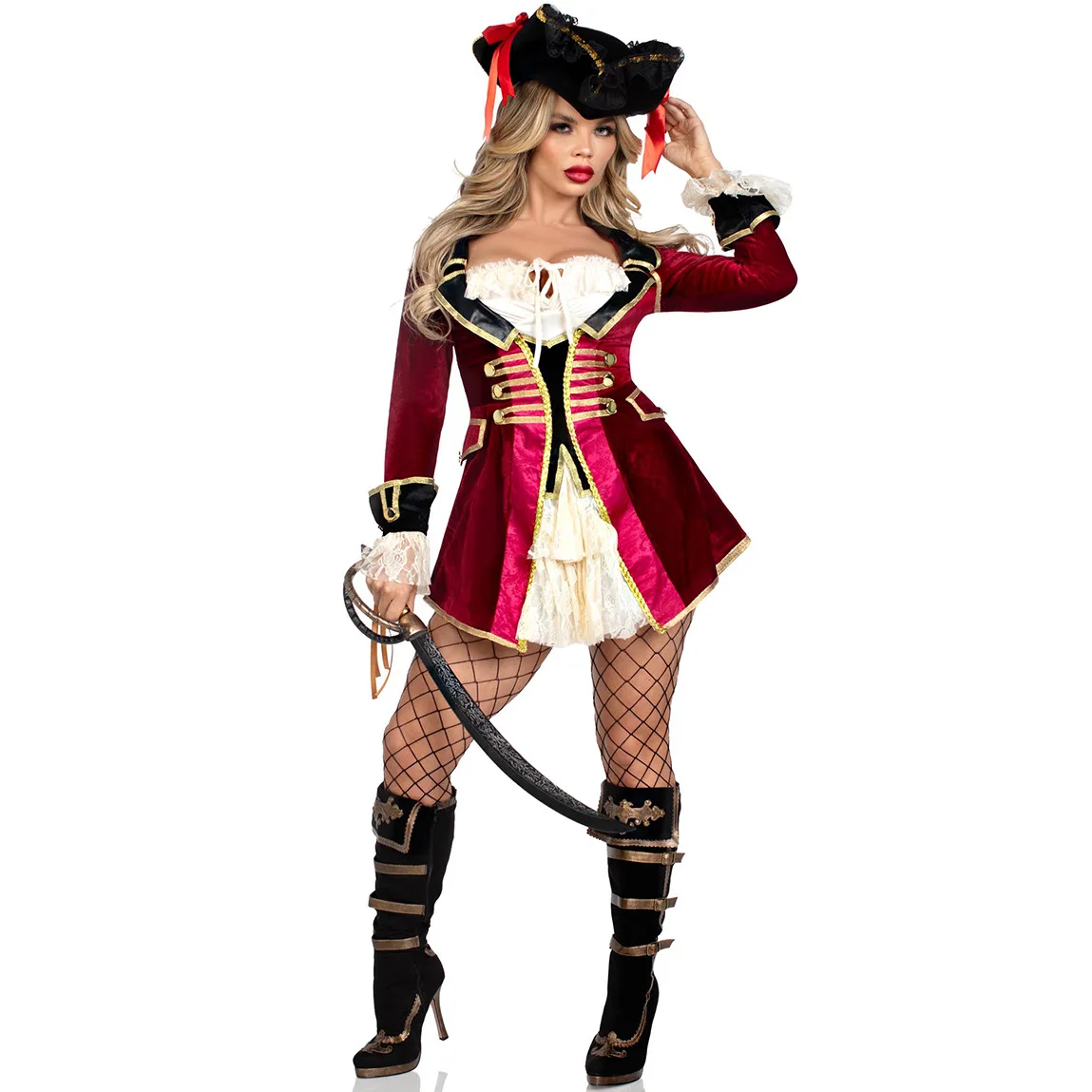 

Zawaland Sexy Female Pirate Dress Cosplay Medieval Caribbean Pirate Costume Halloween Carnival Party Pirate Captain Fancy Dress