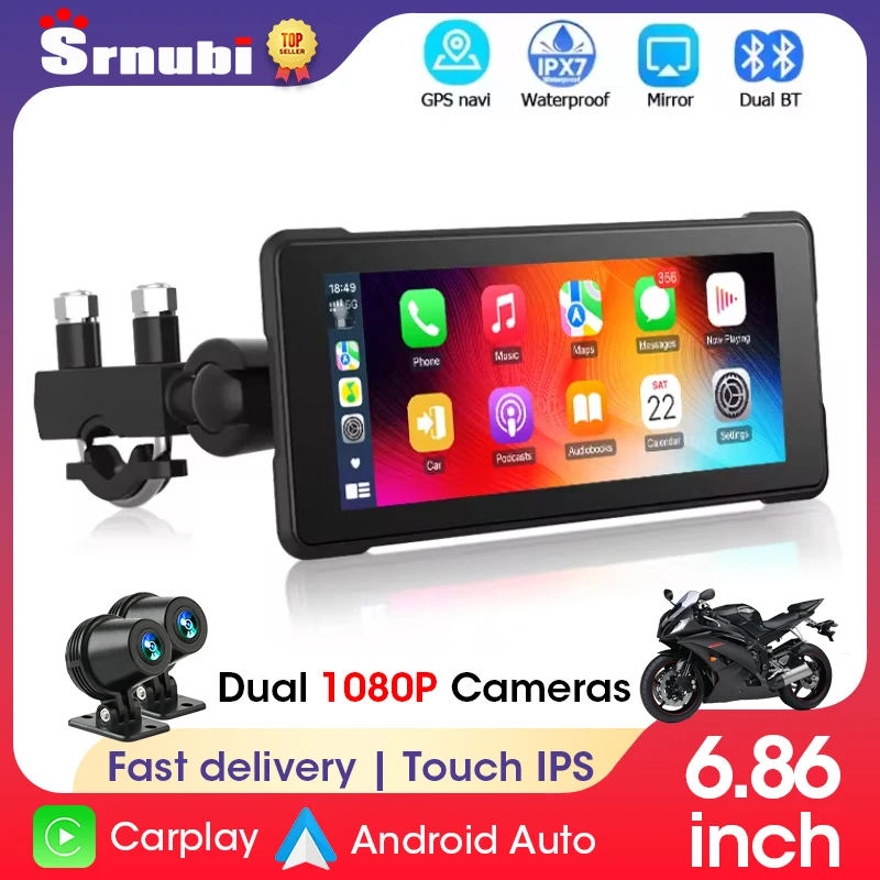 

5/6.86 Inch GPS Navigation Motorcycle Carplay For BMW Style With Original Bracket Wireless Carplay Android Auto Dual Bluetooth
