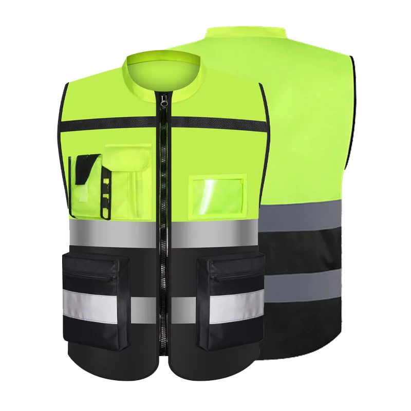 Customizable Logo High Visibility Reflector Construction Work Pockets Reflective Safety Vest