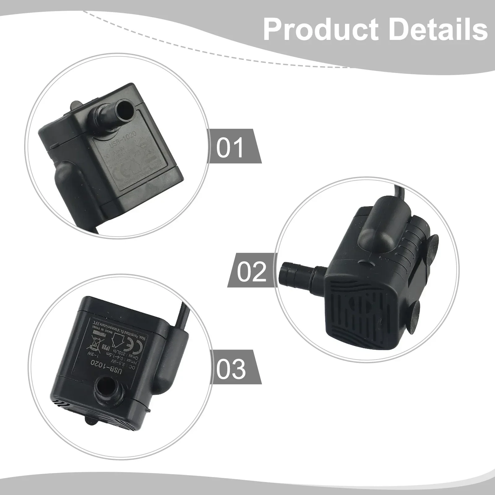 Robust ABS Material 12V Submersible Water Pump With Brushless Motor Max Flow Rate Of 4L/MIN For Pools And More