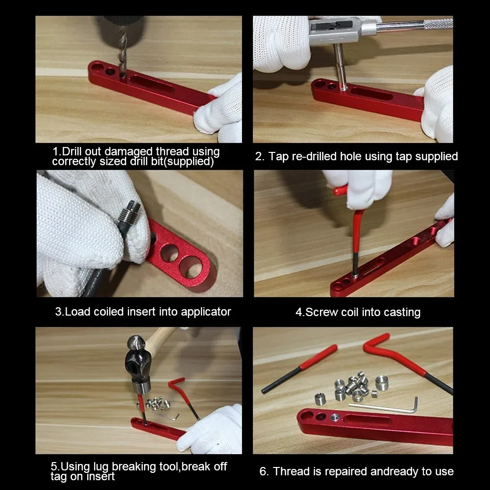 131pcs Car Repair Tools Screwdriver Bolt Driver Engine Block Restoring Damaged Threads Repair Tools Drill Bit M5-M12