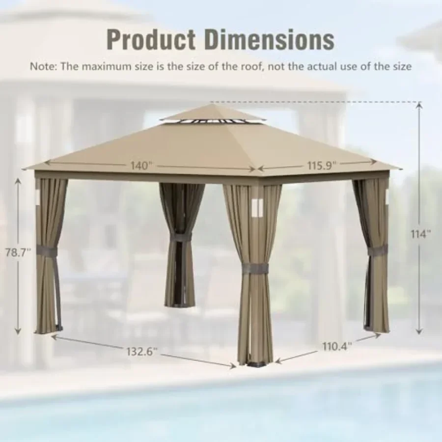 Outdoor Patio Gazebo t Top Gazebo with Arched Roof  Metal Fe Mosquito Netting Privacy Curtains for Backyard Deck