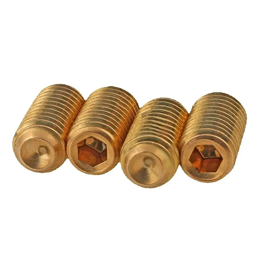 100pcs M5 M6 DIN916 Brass Hexagon Socket Headless Set Screws Cup Point Unheaded Machine Screws for DIY Home Improvement