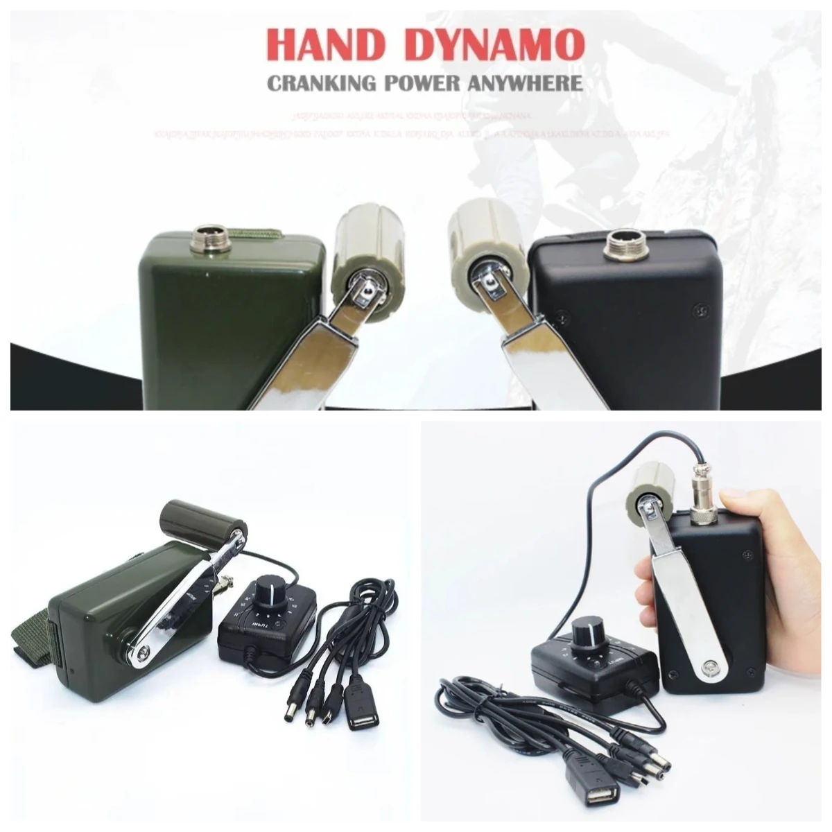 30W 0-28V Portable Hand Dynamo Charger, Manual Crank Generator for Emergency Charging of Mobile Phones and Notebook Computers
