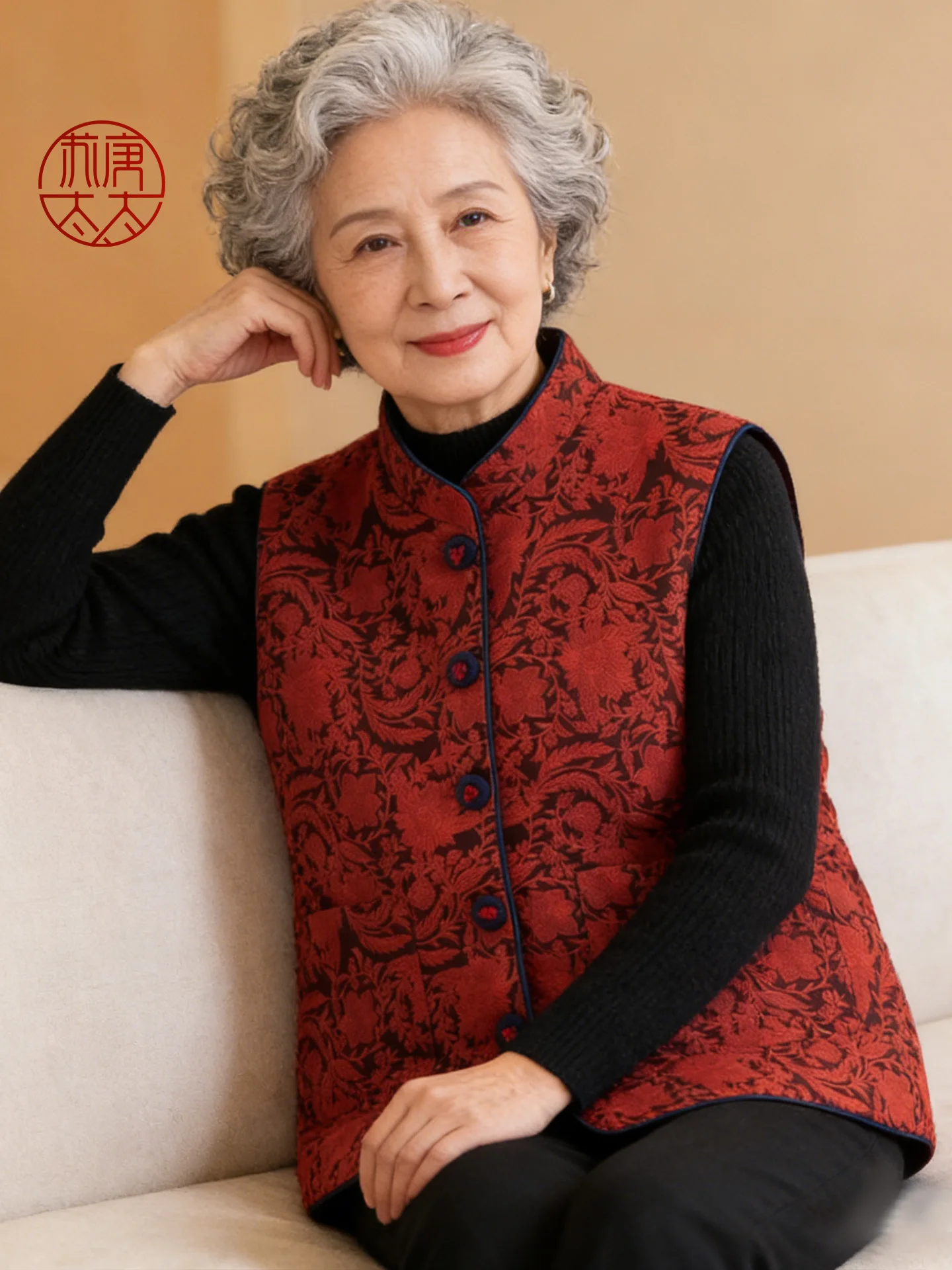 

Cheerful Red Chinese Sle Vest Svel Spring Autumn Women's Outerwear for ly Ladies Warm Lightweight Easy to Clean