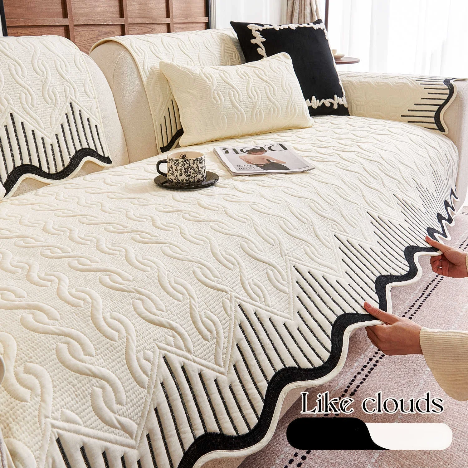 2026 Universal Cotton Fabric Sofa Cover Strange Shape Non-slip Anti-dirty Cover Solid Color Sofa Cushion All Seasons Home Decor
