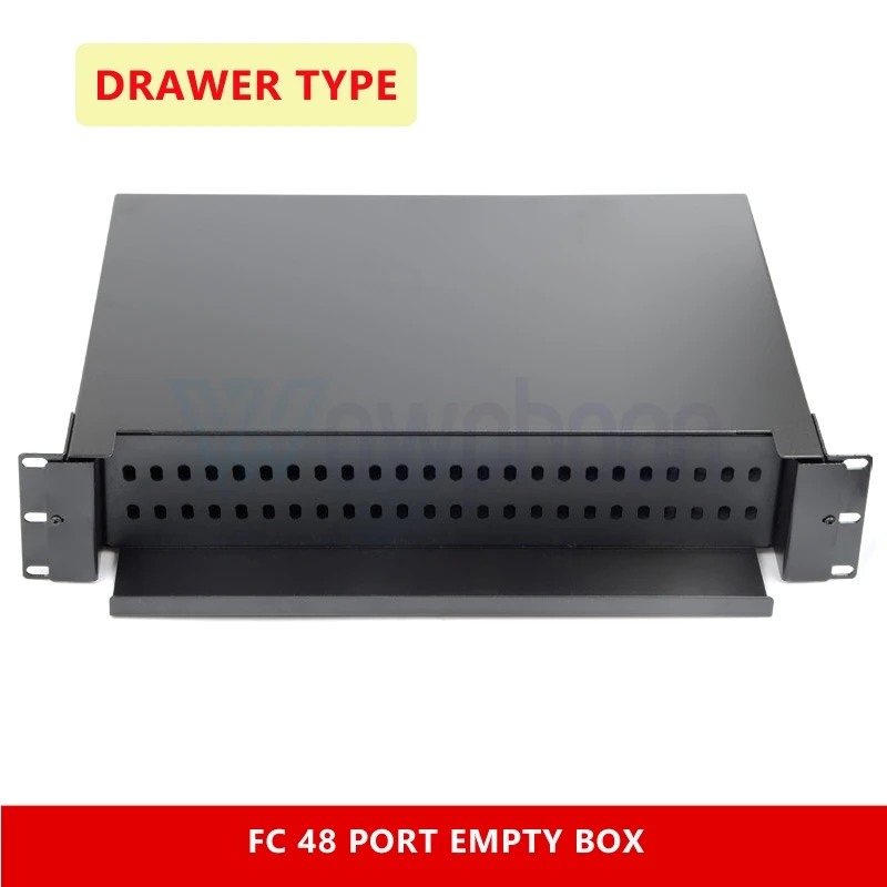 Fiber Optic Patch Panel, Distribution Frame, Empty Box, Drawer Type, 48 Port, FTTH, ODF, 1U Termination Box ST SC FC LC FTTH DIY