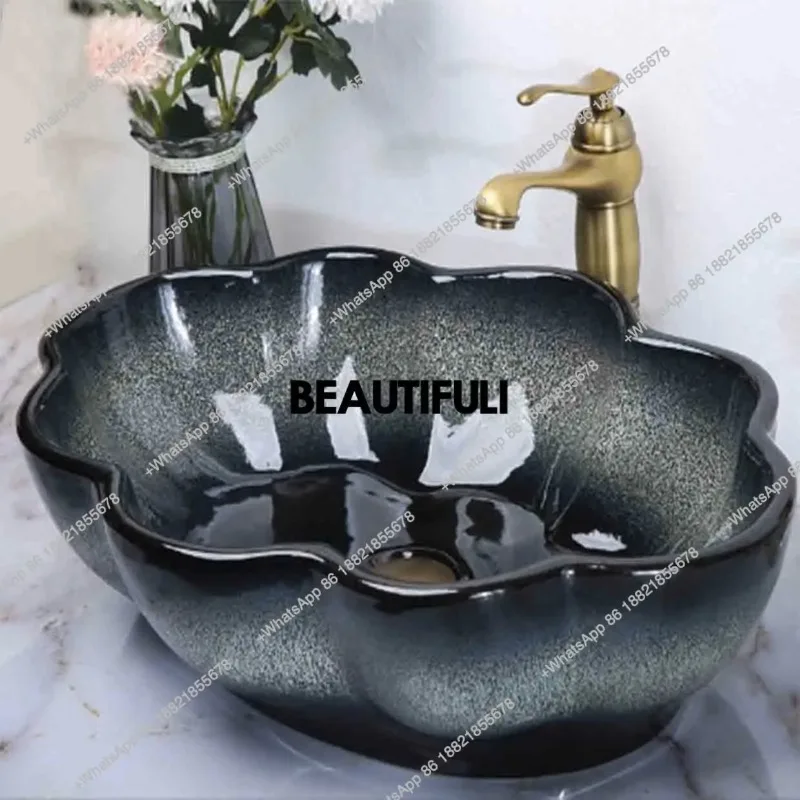 

R Rectangular Heterosexual Ceramic Washbasin Balcony Basin Creative Art Basin Household Washbasin Bathroom Countertop Sinks