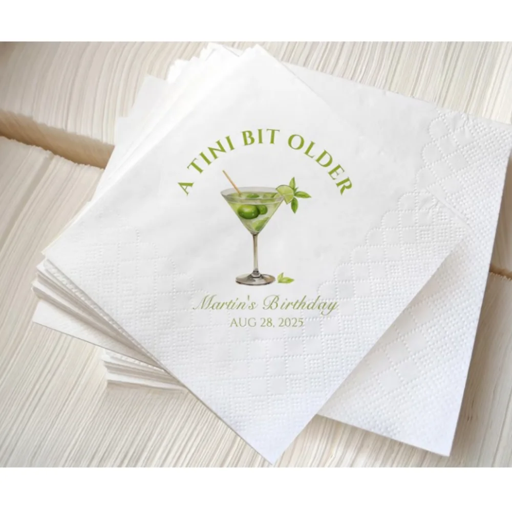 

A Tini Bit Older Birthday Cocktail Napkins, Custom Martini Themed Birthday Party Beverage Napkins,Birthday Decorations, 50Pcs