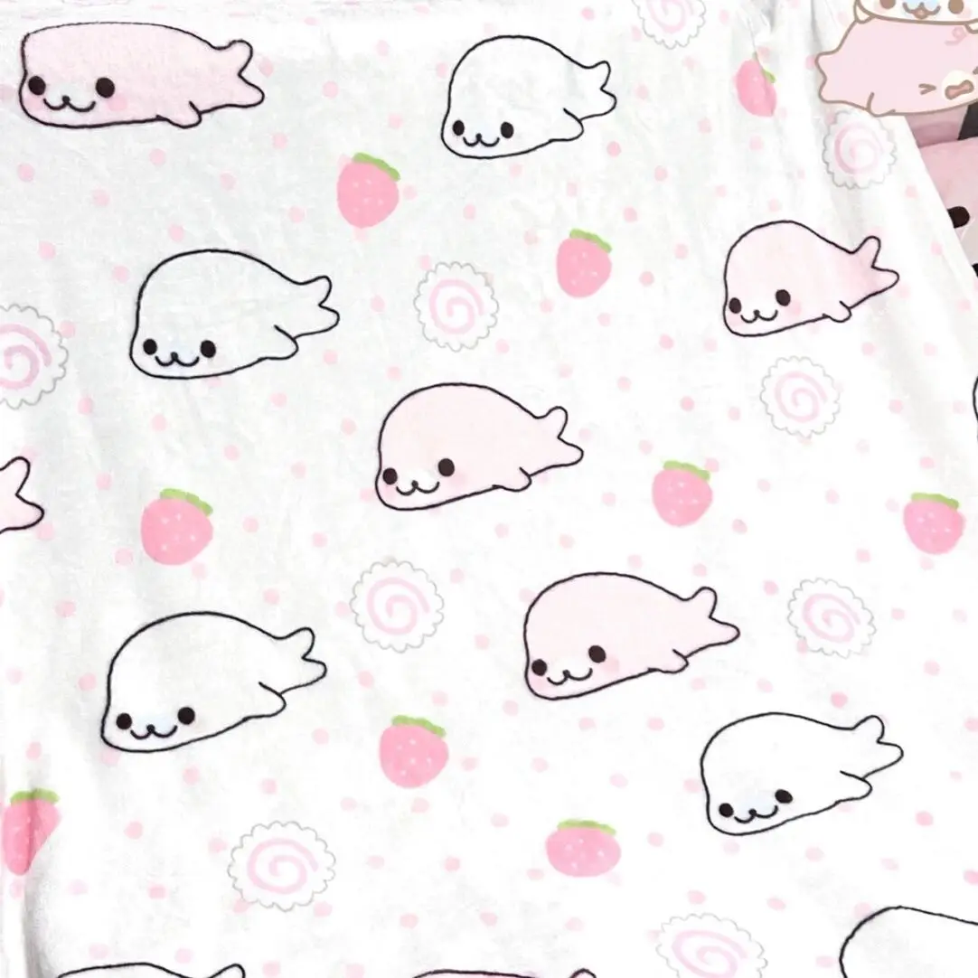 Sesame baby seal cute bed blanket flannel sherpa dormitory nap sofa autumn and winter warm blanket