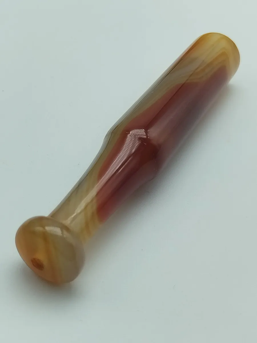 Chinese Hand Carved 100% Natural Red Agate Cigarette Filter Pipe Gift L 105mm