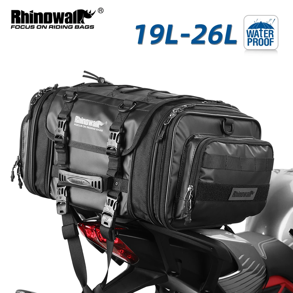 

Rhinowalk Motorcycle Rear Seat Bag 19L-26L Waterproof Tail Saddlebag With Raincover Motor Big Capacity Back Seat Riding Luggage