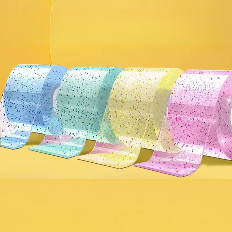 1PC Adhesive Blowable Bubble Tapes Diy Craft Making Pinch Bubbles Colorful Glitter Double-Sided High Sticky Nano Bubble Tape
