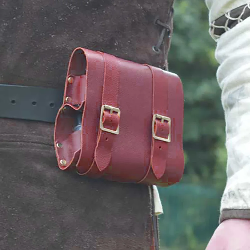 Medieval Renaissance Witch Wizard PU Leather Potion Bottle Pouch Vial Holder Alchemist Healer Cosplay Costume Steampunk Belt Bag