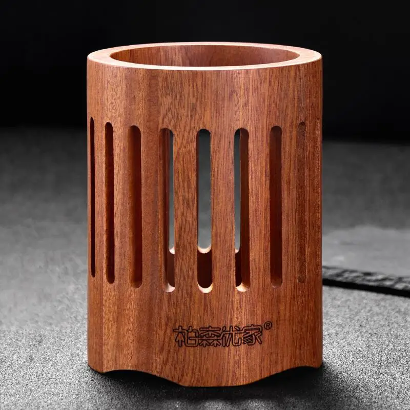 

Real Wood Chopsticks Holder Stainless Steel Rustproof Draining Kitchen Utensils Bucket round Home Use Chopsticks Spoon Rack S...