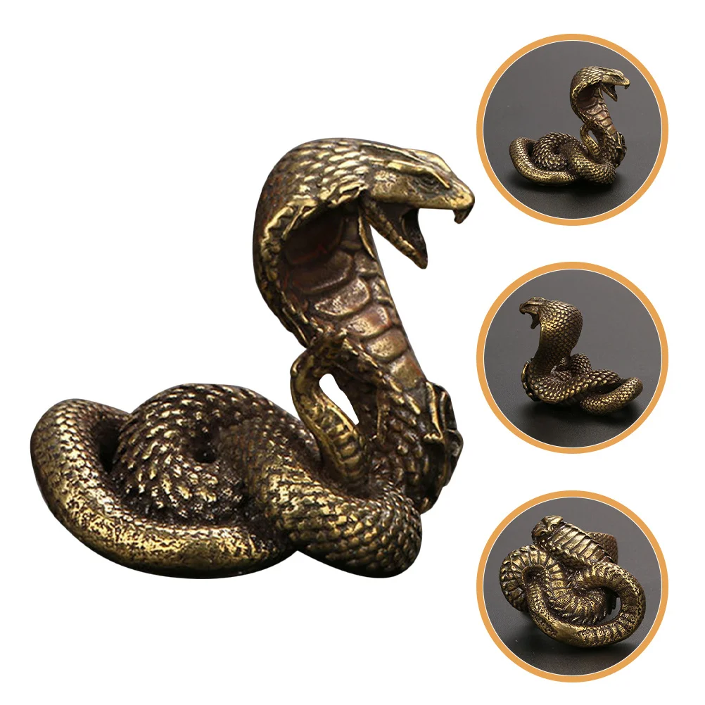 

Brass Snake Decor Retro Style Desktop Snake Ornament for Home Office Tea Table Vintage Brass Sculpture Desktop Decor