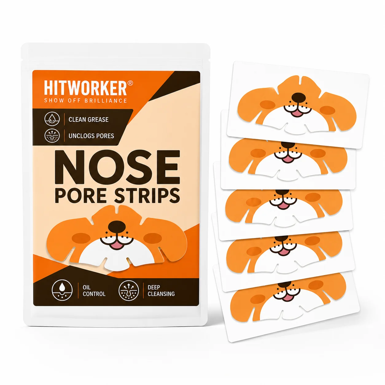 5PCS Cartoon Hydrocolloid Nose Patches, Cute Dog Design Flexible Nose Beauty Patches with Protective Cover & Easy Peel