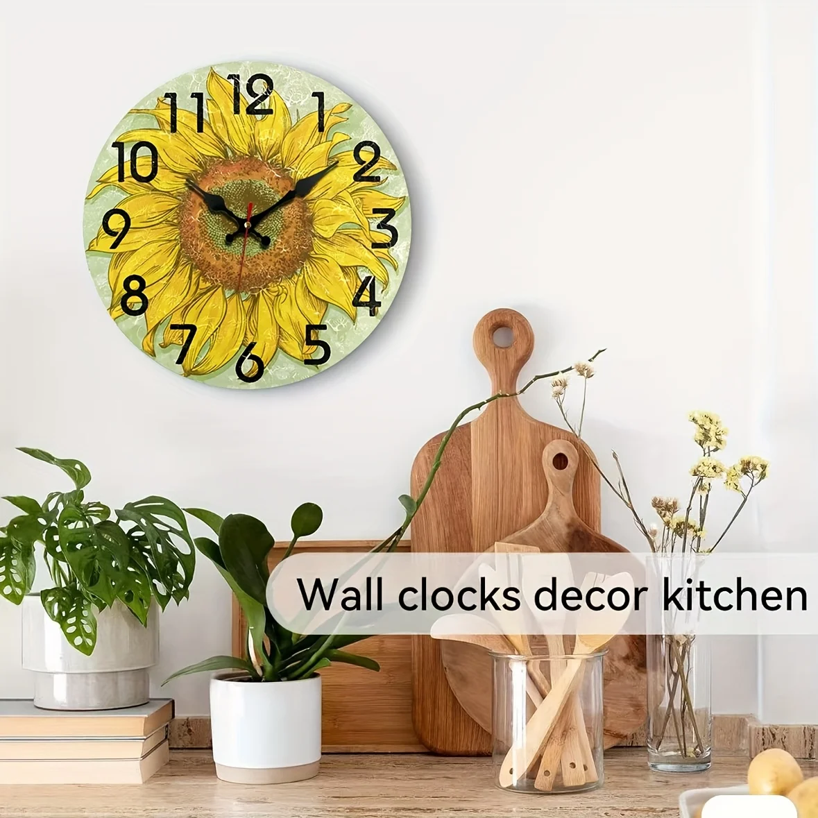 A Round Wall Clock with a Stylish Sunflower Design, Silent And Non-Ticking, Perfect for Home Decoration During Holidays