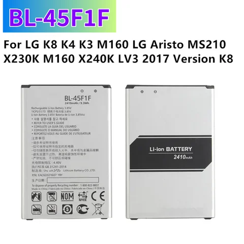 BL-45F1F High Quality Replacement Battery For LG K8 K9 M200N X240 US215 Aristo 2 K7i K7 K4 M160 Phoenix 3 New Bateria