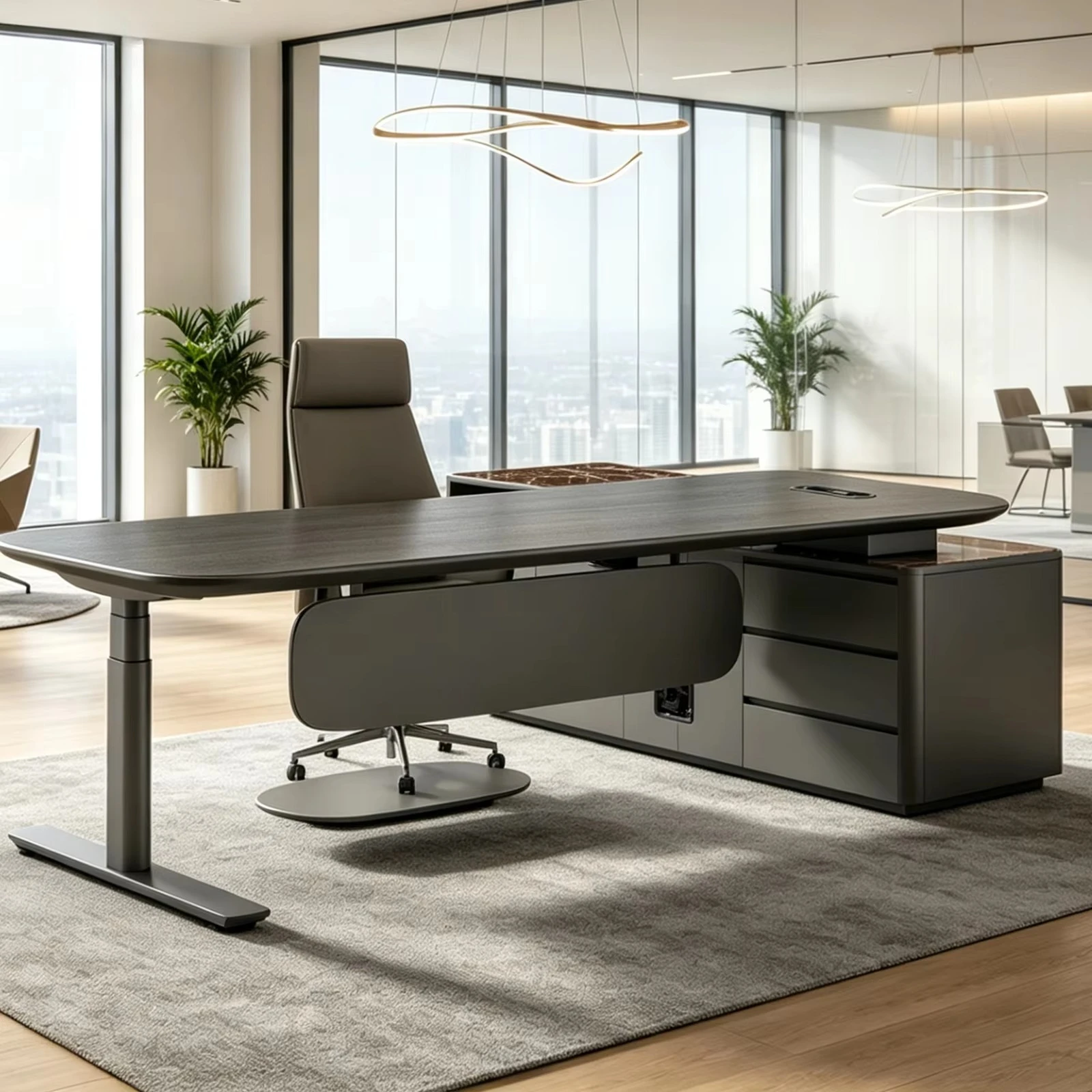 #`Customized High-end Office Furniture Standing Electric Lift Desktop Adjustable Height Executive Desk Luxury boss Desk