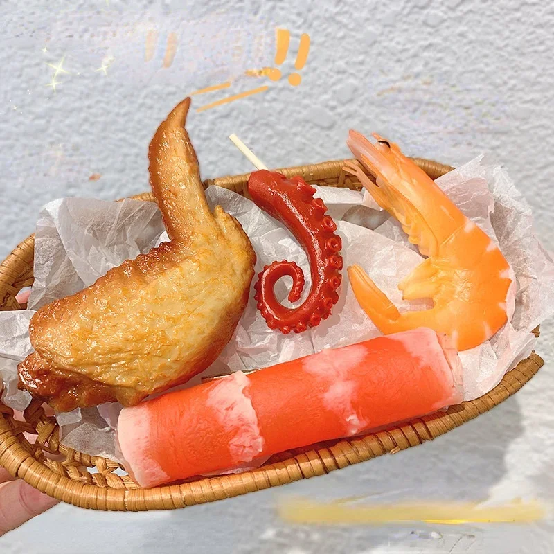 20pcs Women Girls Mini Simulation Barbecue Ribs Shrimp Chicken Wings Food Hair Clip Hairpin Girl