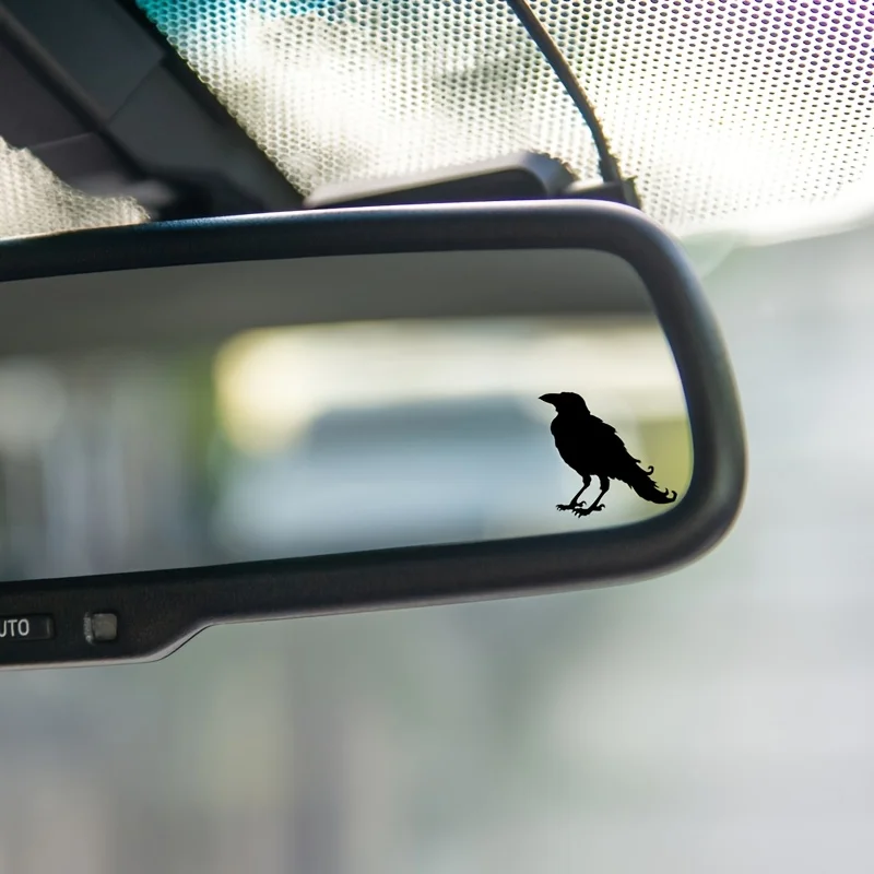 Raven Decal, Mini Raven Decal, Mini Crow Decal, Rearview Mirror Decal, Car Decal