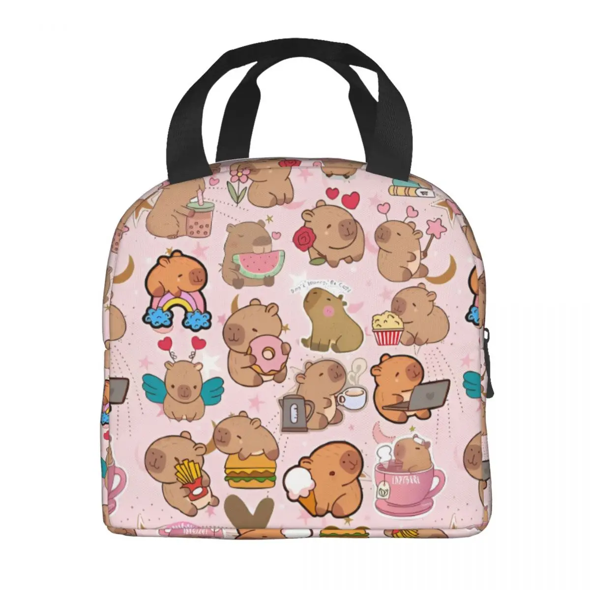 Custom Capibara Love Lunch Bag Women Cooler Warm Insulated Lunch Boxes for Kids School Children