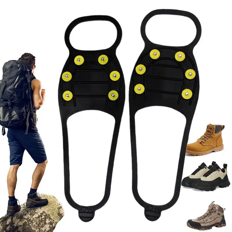 Ice Cleats for Shoes Non-Slip Snow Traction Crampon with 6 Spikes Ice Grippers 1 Pair Boots Spikes for Ice Snow Hiking Climbing