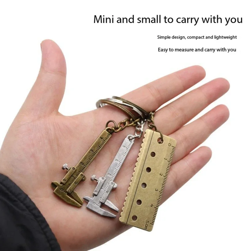 Mini Vernier Caliper Keychain Portable Zinc Alloy Measuring Tool Car Keyring Precision Measurement Compact Keychain Accessory