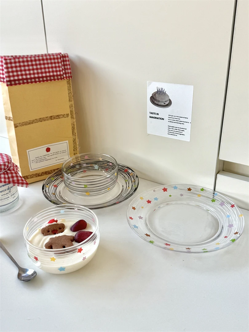 

Очаровательная стеклянная чаша с полосками в виде звезд для десертов и фруктового мороженого, винтажная, в китайском стиле, полосатая чаша