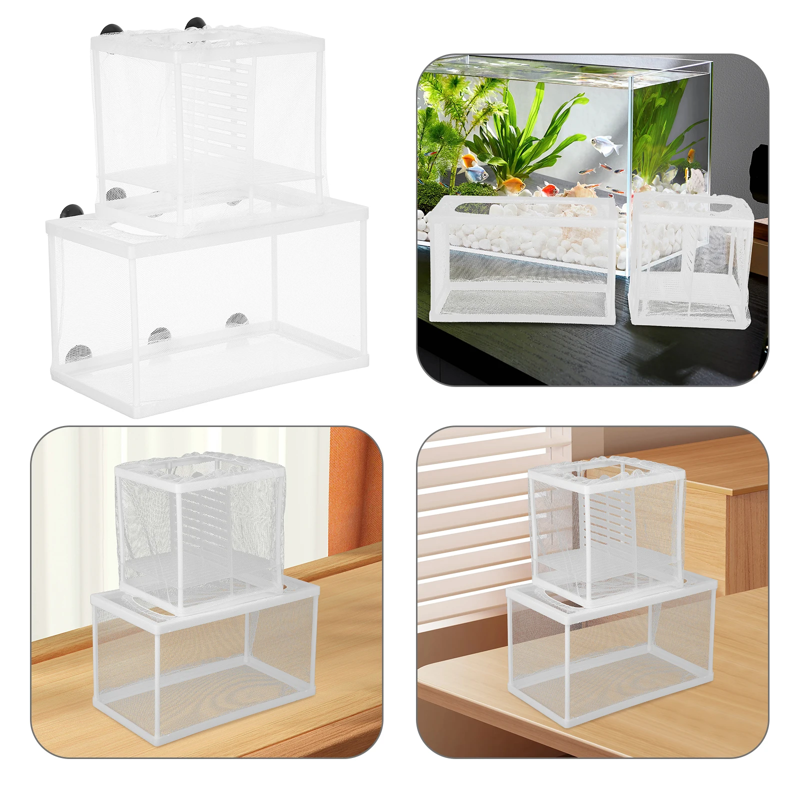 

2 Pcs Fish Tank Isolation Net Baby Separator for Aquarium Breeding Cage Boxes Hatchery Incubator Tanks Case