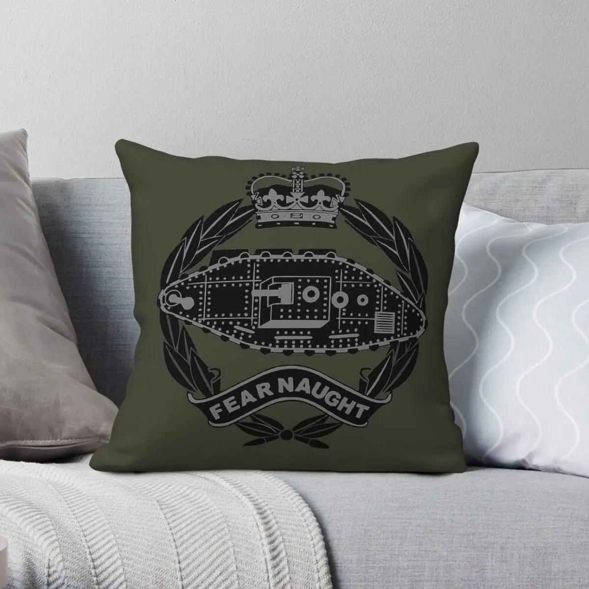 

Royal Tank Regiment British Pillowcase Polyester Linen Velvet Pattern Zip Decorative Sofa Cushion Cover 18"