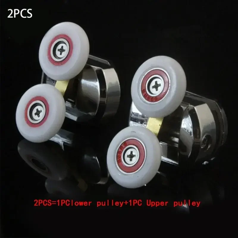 2pcs/set Shower Rooms Sliding Door Rollers Bath Cabins Runners Pulleys 25MM Easy Glide Screw Cover Caps Double Wheels