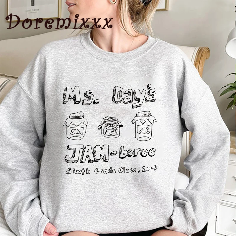 

Ms. Day's Jam-boree Letter Sweatshirts Spring Autumn Harajuku Hoodies for Women Pullovers Tops Korean Casual Unisex Clothing