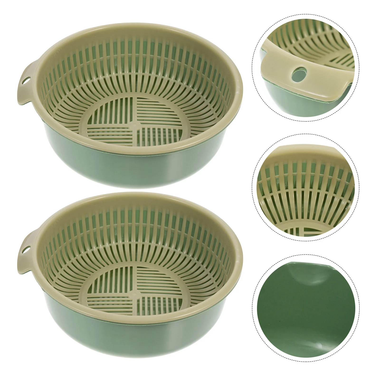 

2pcs Double Layer Vegetable Drain Basket Kitchen Washing Baskets Detachable Plastic Filter Net For Fruit Cleaning Home