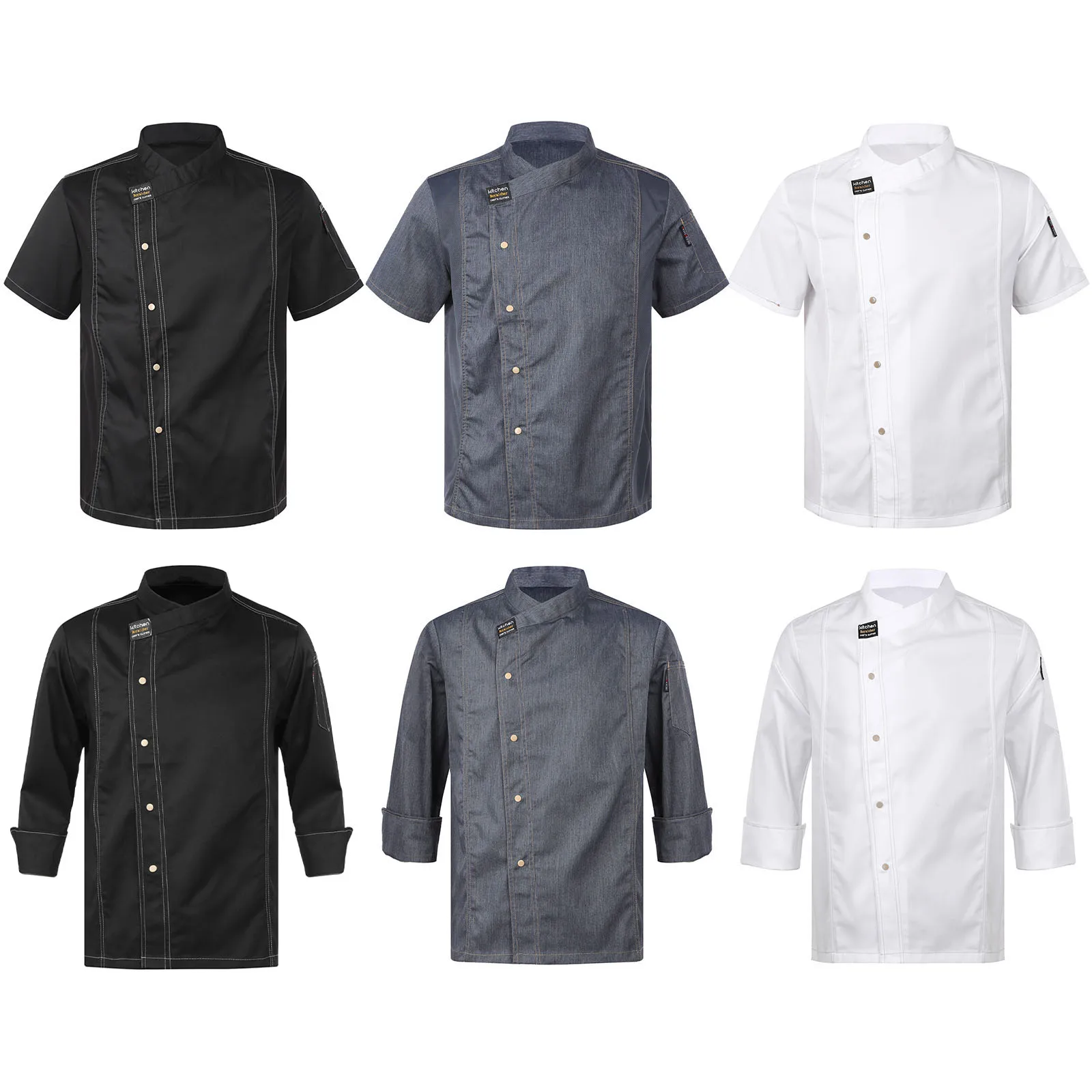 Mens Womens Unisex Kitchen Chef Uniform Shirt Short/Long Sleeves Chef Jacket Hotel Restaurant Canteen Cafe Shop Works Clothes