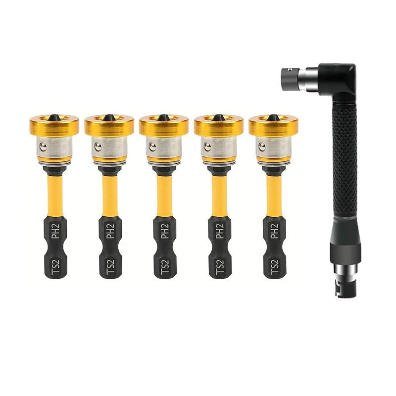 6Pcs Drywall Depth Screw Setter with Double Head L Shape 90 Degree Wrench Screwdriver,50mm Cross PH2 Screwdriver Bit