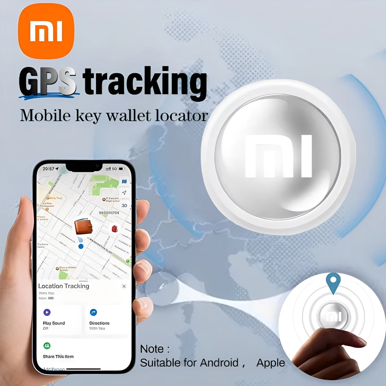 Xiaomi-Mini sistema de seguimiento GPS FindMy App, etiqueta de aire, localizador inteligente Bluetooth, bolsa buscador de niños, Collar antipérdida para mascotas con rastreador, nuevo