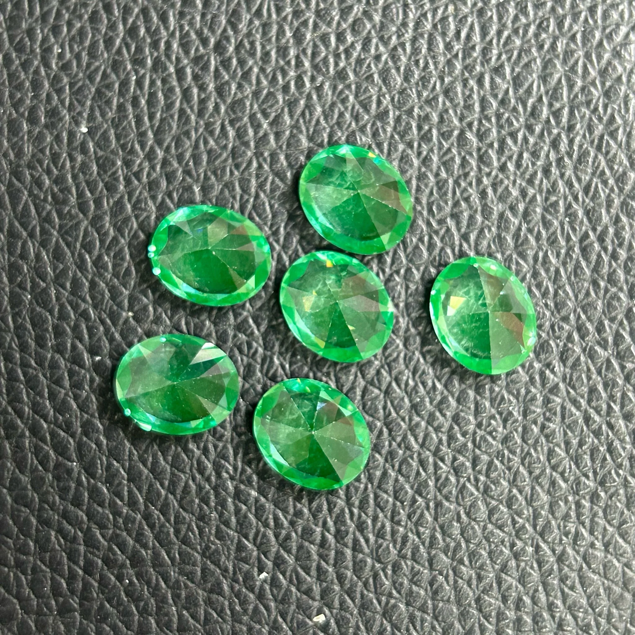 Oval Cut 135# Spinel Brazil Emerald Color 8x10mm 9x11mm 13x18mm Synthetic Green Loose Gemstones