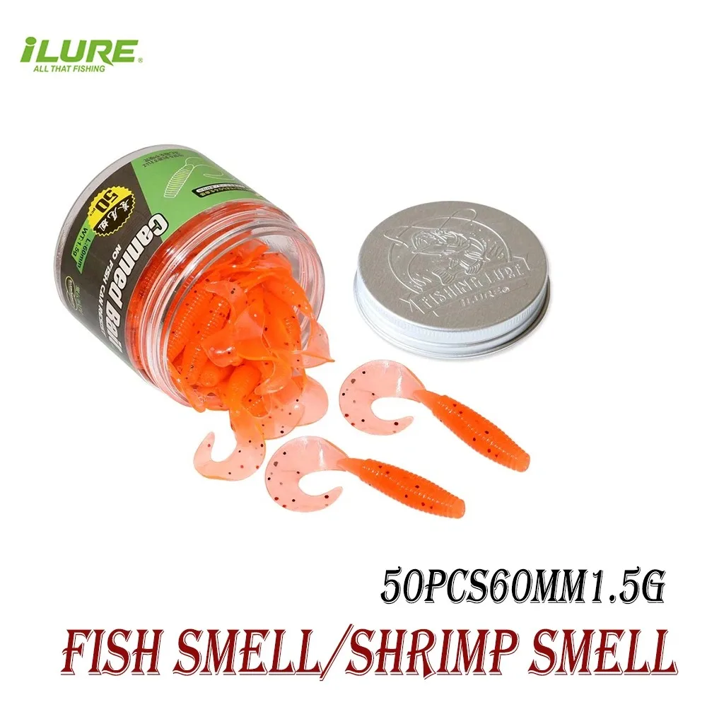 

ILURE Soft Silicone Fishing Lure Artificial Swimbait Grub Worm Jigs Bass Carp Predator Tackle 1.5g 60mm Wobblers Pesca 50Pcs